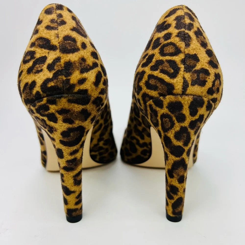 NWOT Good American Leopard Print Suede Leather Pump size 4
